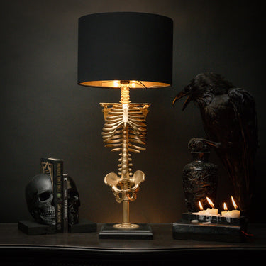 skeleton lamp gold edition the blackened teeth gothic homeware