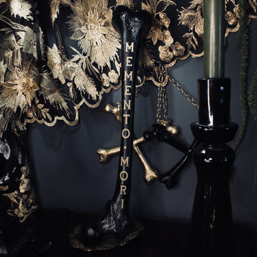 memento mori engraved femur bone the blackened teeth gothic home decor