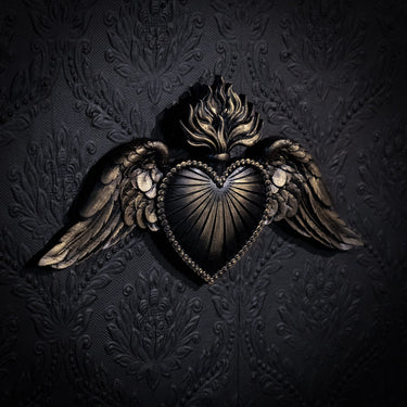 Verdour Winged Sacred Heart Plaque by The Blackened Teeth Ltd gothic home decor