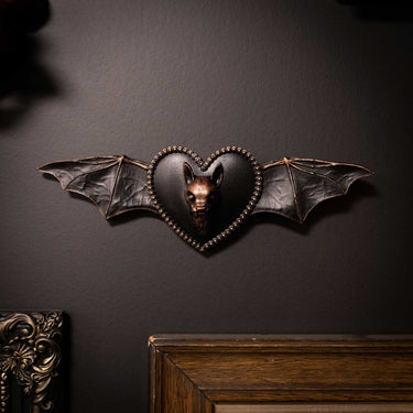 heart bat wall plaque dark decor the blackened teeth gothic home decor 1