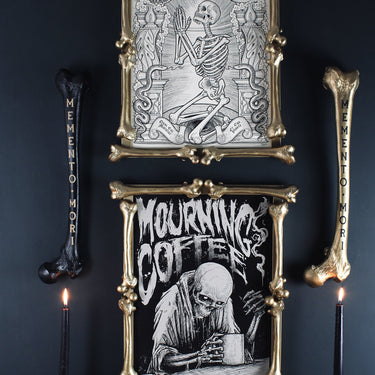 memento mori engraved femur bone the blackened teeth gothic home decor