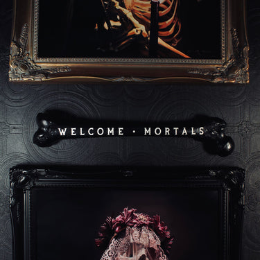 Welcome Mortals - Engraved Femur Bone - The Blackened teeth - Gothic home decor